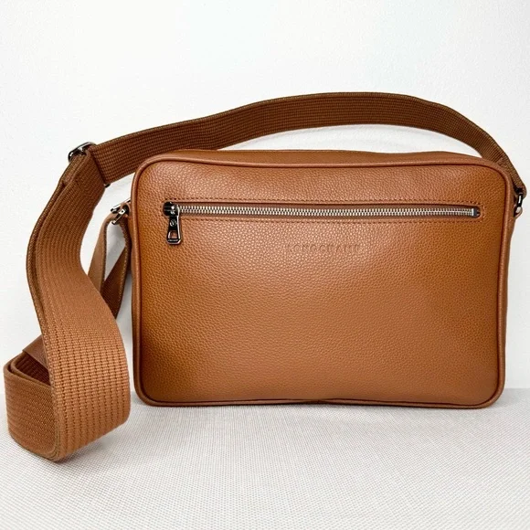 Longchamp le foulonne M camera bag caramel leather crossbody purse 20044021F72 - Picture 3 of 12